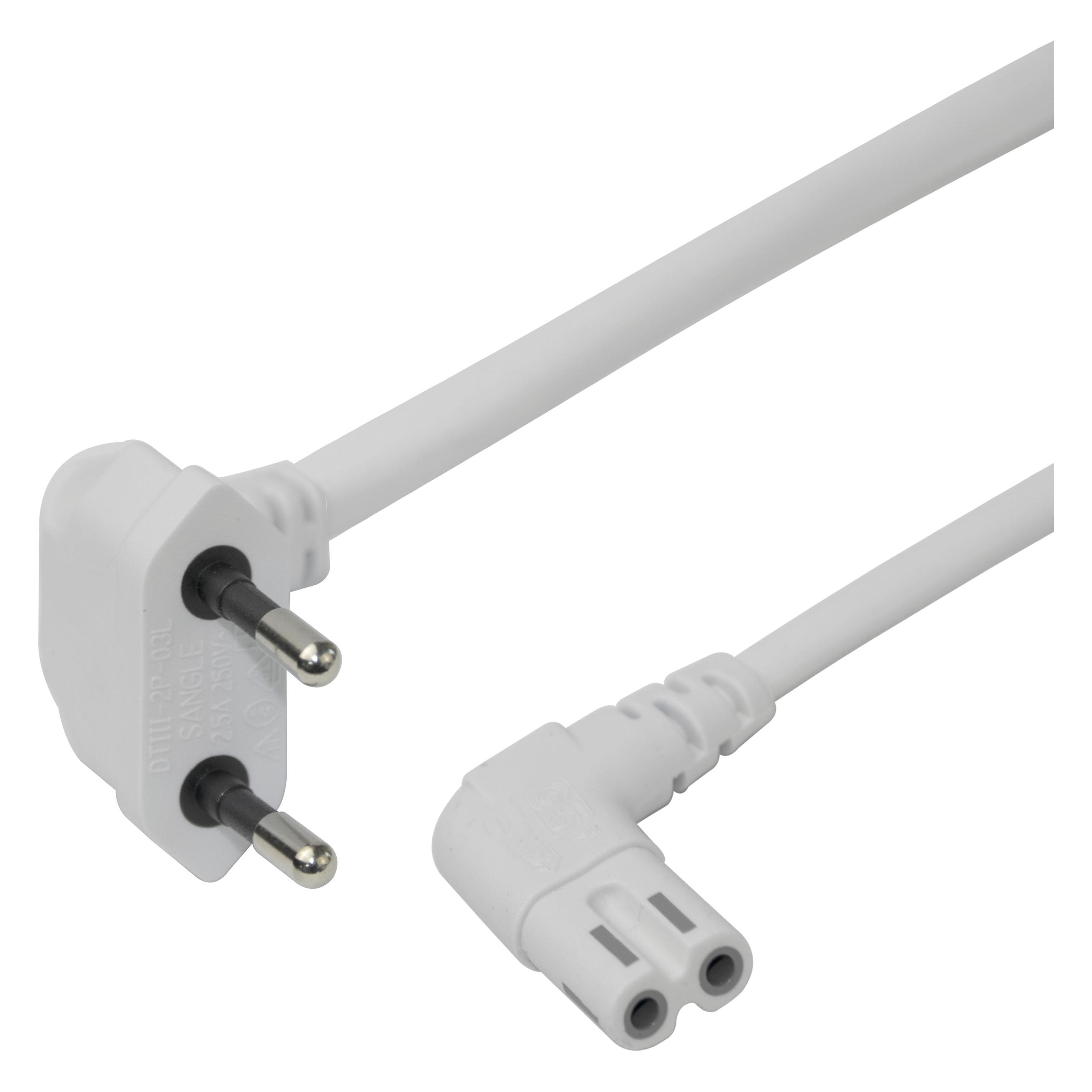 Deltaco Power cable CEE 7/16 - C7, angled, 1.5m - White (1.50 m) (1902295)