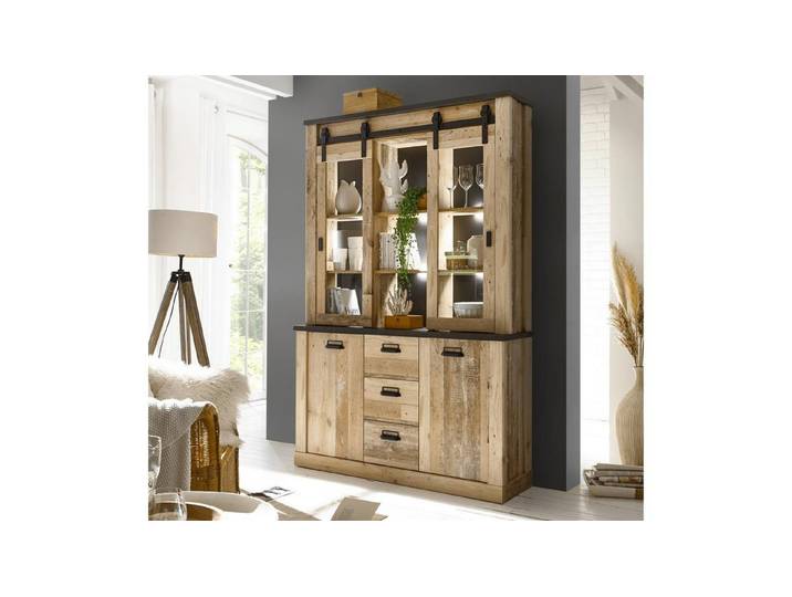 Möbel Akut Buffet Buffet Sherwood 57 Old Style hell anthrazit mit soft-close 133 cm