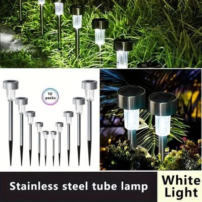 Uplifted Finds 10 Pack Solar Powered Garden Lights Semi Embedded Waterproof Pathway Lamps For Lawn And Yard Decoration 10 Pcs White Light Ss