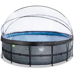 Exit Toys EXIT Stone Pool ø488x122cm mit Sandfilterpumpe und Abdeckung und Wärmepumpe - Grau