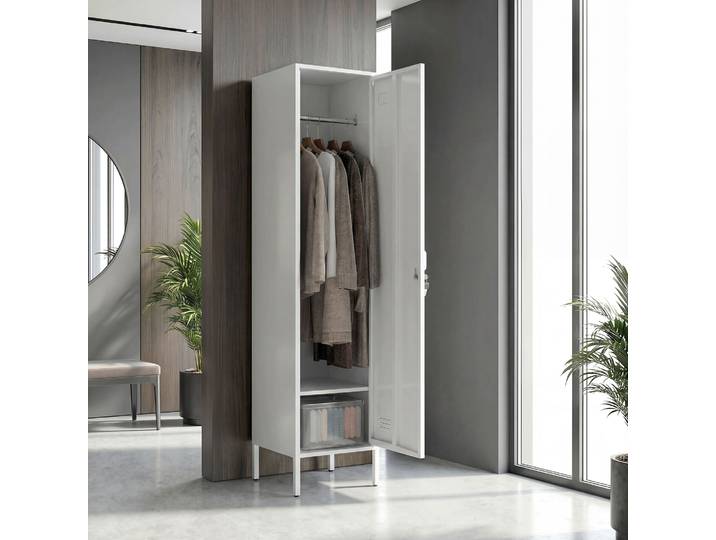 HOMCOM Armoire Métal Verrouillable 40x40x179 cm Blanc
