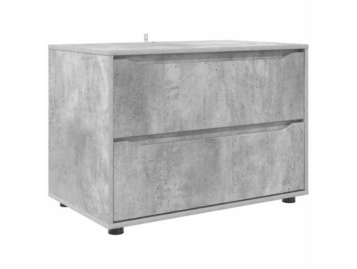 KUPTYERFG Aufbewahrungsschrank Beton Grau 80x48x57 cm Beistellschrank Kompakte Kommode mit 2 Schubladen und verstellbaren Füßen. Vielseitiges Möbelstück für Wohnzimmer und Schlafzimmer.