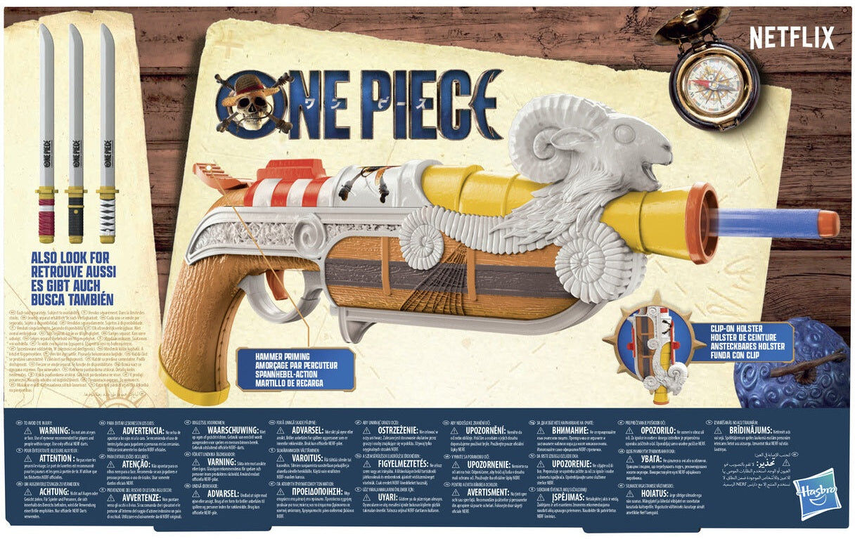 Hasbro Nerf One Piece Going Merry Blaster with Holster and 8 Darts for Kids, Ages 8+