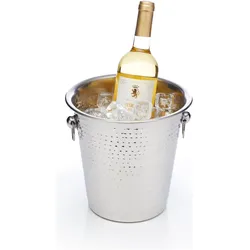BarCraft Sekt- und Champagnerkübel aus gehämmertem Stahl mit Ringhenkeln by, Flaschenkühler, Silber