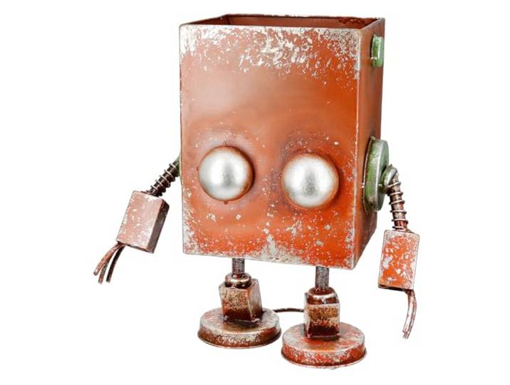 Casablanca Übertopf Robotic aus Metall - Rostbraun - antikfinish - Höhe 38cm x Breite 34cm - Roboterform
