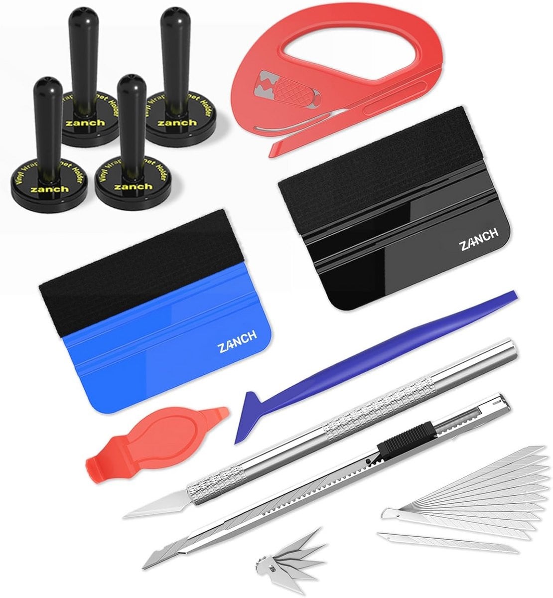 Folie Rakel Set met Positioneringsmagneten - 12 Stuks - Multicolor