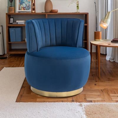 "25.2"" Teddy Swivel Barrel Chair with 360-Degree Swivel and Wide Upholstered and Round Armrests"