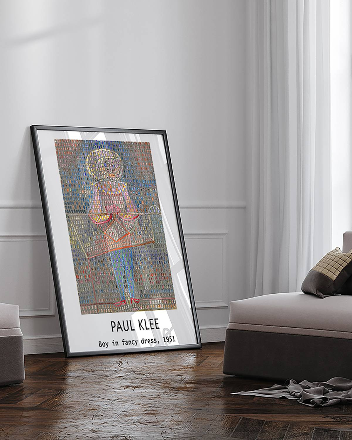 home24 Paul Klee Boy In Fancy Dress schilderij met gelakte massief beukenhouten lijst en acrylglas, multicolor, 73 x 93 cm
