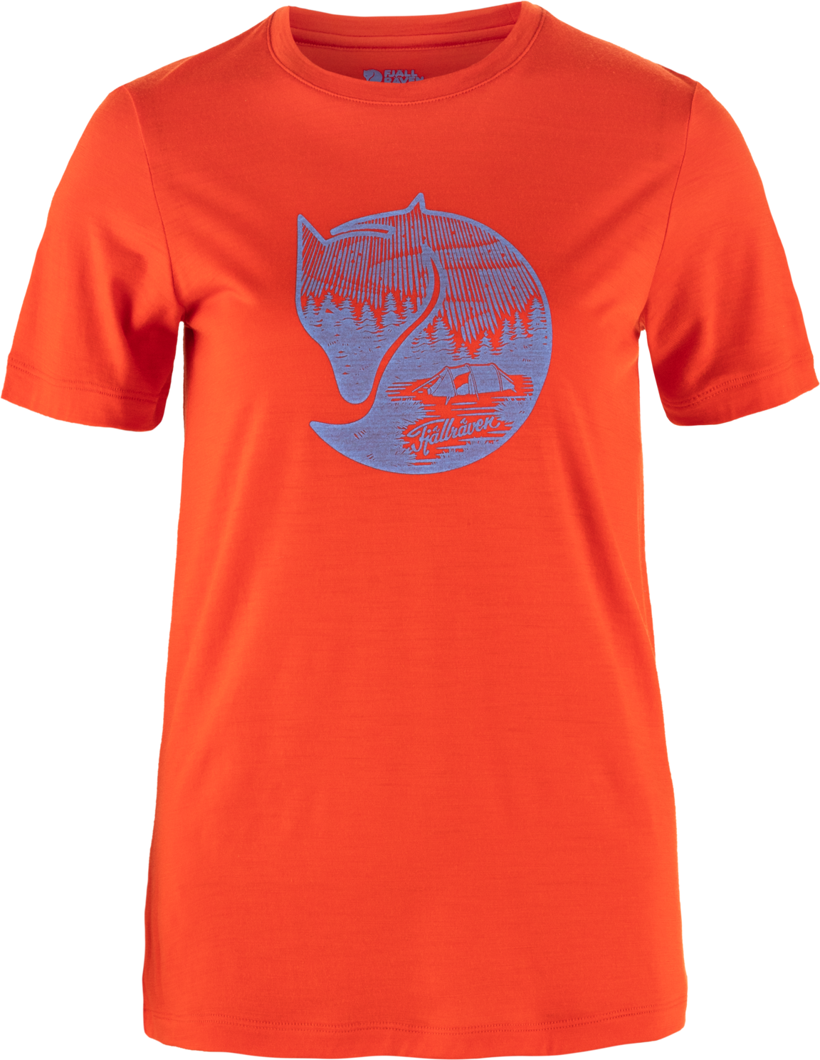 Fjällräven Women's Abisko Wool Fox Short Sleeve Flame Orange-Ultramarine S