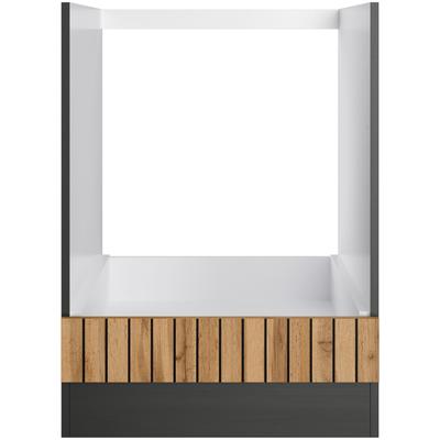 Herdumbauschrank KOCHSTATION "KS-Lagos", grau (listrado eiche, grafitgrau), B:60cm H:82cm T:60cm, Holzwerkstoff, Schränke, Herdumbauschrank, Breite 60 cm, passend für alle standardisierten Herd-Sets