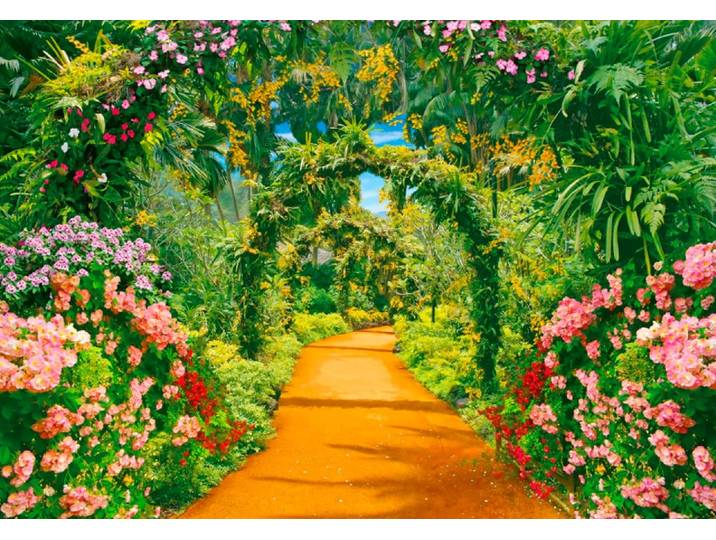 Fototapete PAPERMOON Flower Alley , bunt, B:3,5m L:2,6m, Vlies, Tapeten, Fototapete