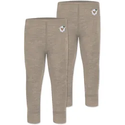 Normani, Funktionsunterhose, 2er Pack Baby Merino Hose Leggings „Tutira" - 9503 (74), Beige