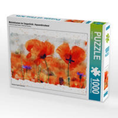 CALVENDO Puzzle Mohnblumen im Gegenlicht. Aquarellmalerei | 1000 Teile Lege-Größe 64x48cm Foto-Puzzle für glückliche Stunden