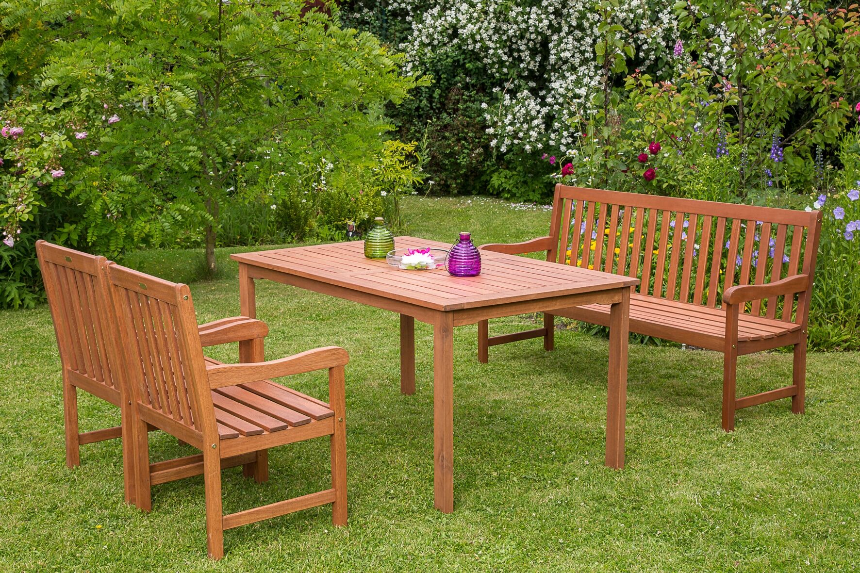 Garten-Essgruppe MERXX "Santos", beige (natur), Sitzmöbel-Sets, Garten-Essgruppe natur Einheitsgröße