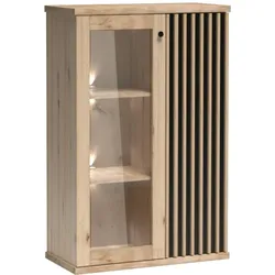 VITRINE Caya mit zwei Türen und LED-Beleuchtung, Eiche Artisan