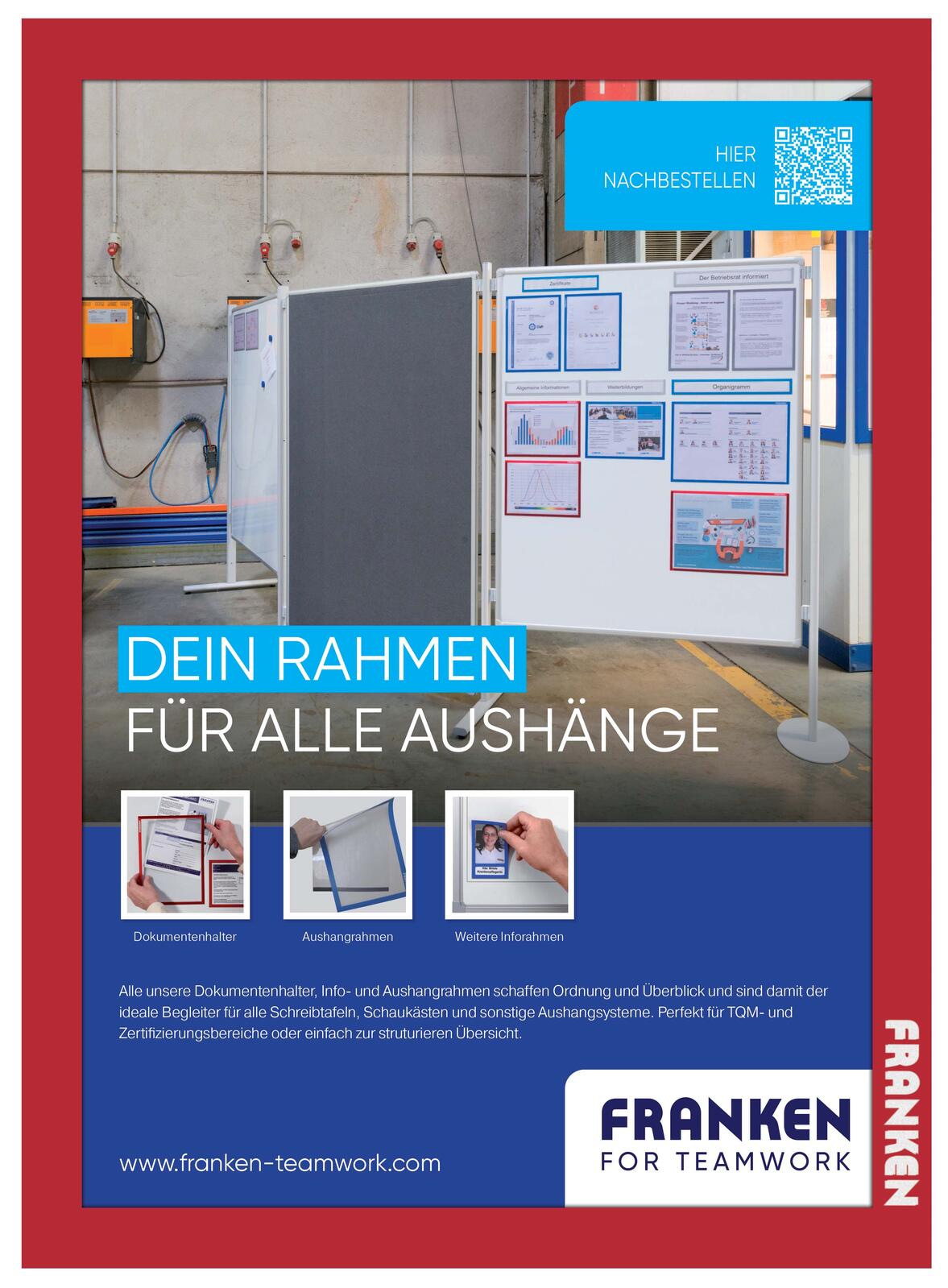 FRANKEN Magnetrahmen selbstklebend PRO A4 rot AR14012​