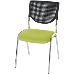Besucherstuhl H401, Konferenzstuhl stapelbar, Stoff/Textil ~ Sitz grün, Füße chrom