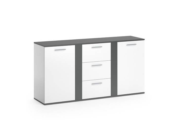 Vicco Kommode Novelli Anthrazit 40 x 80 cm mit Schubladen, Holzwerkstoff, 7 Fächer, 3 Schubladen, Rechteckig, 155x80x40 cm, Kleinmöbel, Kommoden