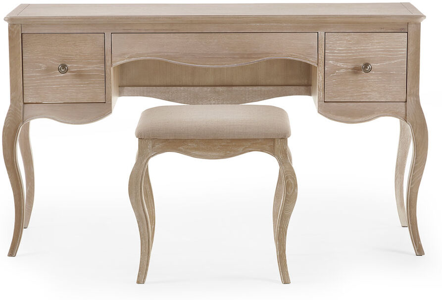 Lily Manor Satilla Dressing Table with Seat and Storage Included Limed Oak 75cm H X 130cm W X 45cm D