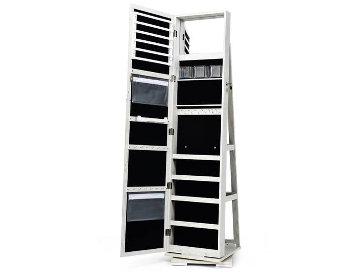 Armoire à bijoux pivotante en bois et en fer avec miroir