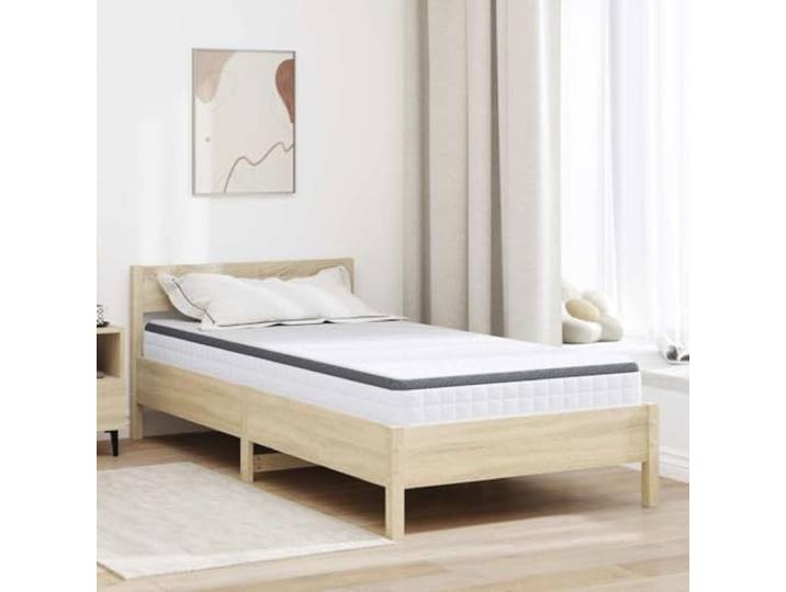 WEMYUFURN Bonell Federkern Matratze 100x200 cm mittelweich mit Schaumstoffschicht für Seitenschläfer und modernes Schlafzimmerdesign in Grau und Weiß