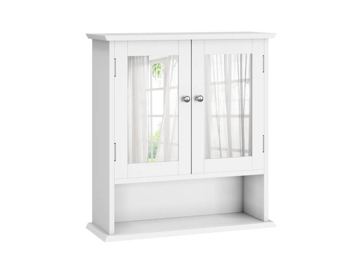 Armoire Miroir Salle de Bain Blanche - Rangement Mural avec Étagère