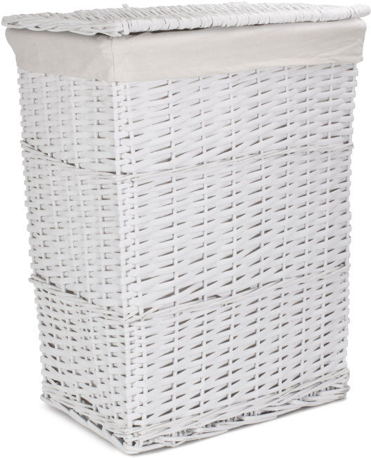 Highland Dunes Wicker Laundry Hamper Basket White Wash Large (60 cm x 31 cm x 45 cm)