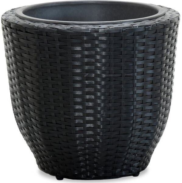 Outdoor Blomsterkrukke, Ø40 X H36 Cm, Rattan, Sort