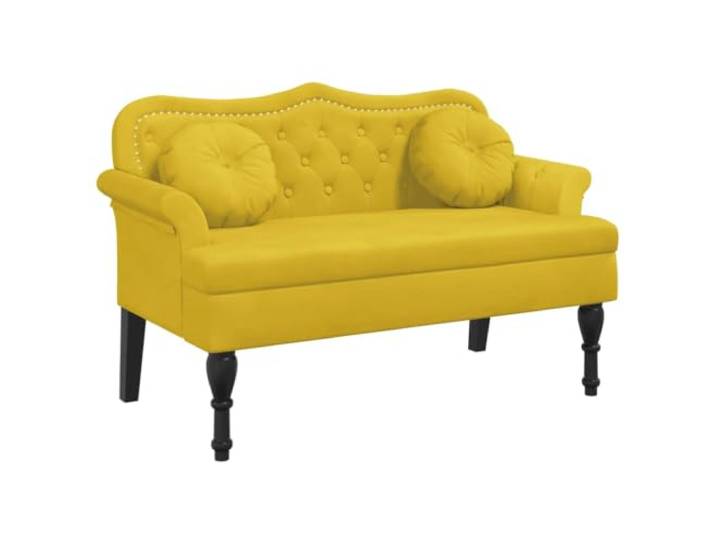 Makastle Sitzbank mit Kissen Gelb 120,5x65x75 cm Samt