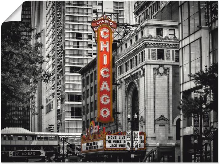 Poster ARTLAND Chicago I , schwarz (farbe bild(er): schwarz), B:40cm H:30cm, Bilder, Poster, ohne Rahmen