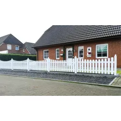 Kunststoff Zaun Fehmarn 180 x 80 auf 70 cm - Lattenzaun in Weiß - Vorgartenzaun aus Kunststoff - eleganter Zaun für den Garten & Grundstück