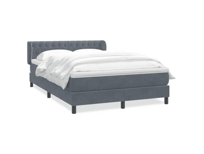 hliofuir Boxspringbett mit Matratze 160x210 Dunkelgrau Samt Kopfteil Komplettes Schlafzimmer Bettenset mit höhenverstellbarem Kopfteil, punktelastischer Taschenfederkernmatratze und Topper.