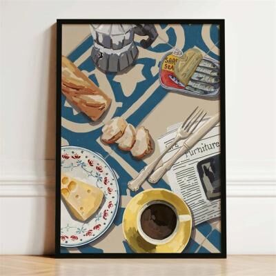 Uplift Picks French Breakfast Food Canvas Print Kitchen Wall Art Decor 09 40x60 Cm unframed