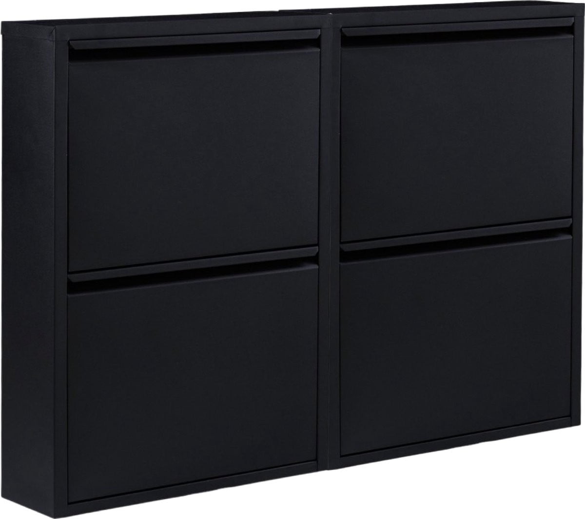 Naturn Living Metalen schoenenkast zwart, set van 2, 4 vakken per kast