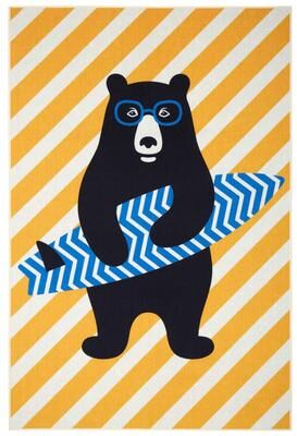 Everwash Imagine Surfer Bear Kid's Washable Area Rug