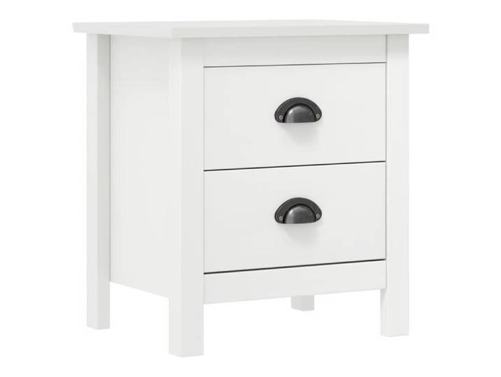 Table de chevet - GAROSA - Hill - Bois pin massif - 2 tiroirs - Blanc