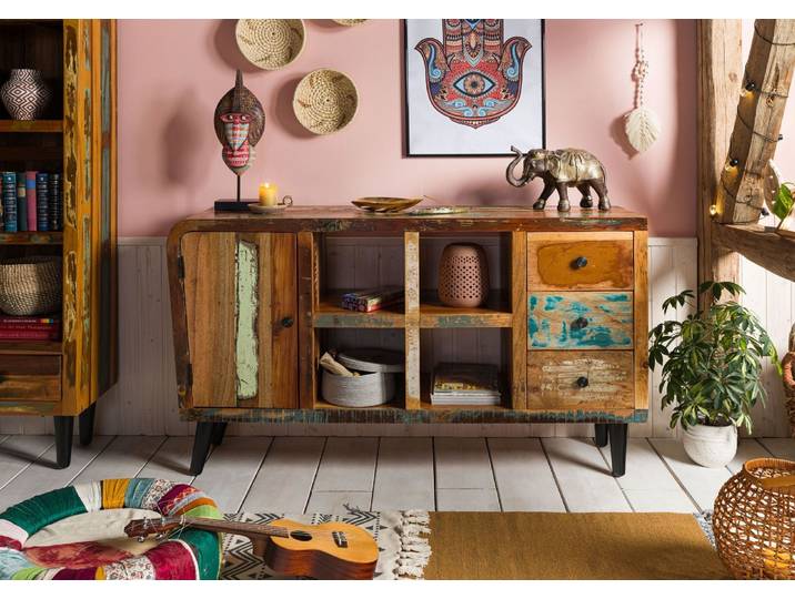 Sideboard Altholz 150x40x86 mehrfarbig lackiert SIXTIES #101