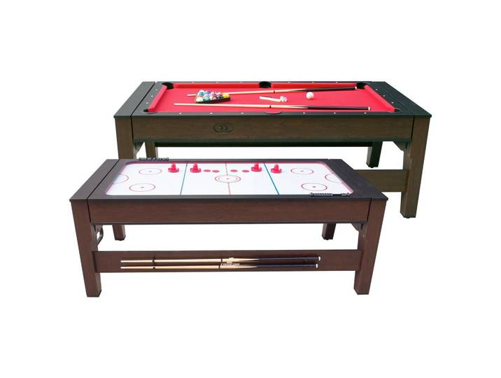 Multi-Spieltisch Reverso Pool+ Airhockey, Braun/Rot/Weiß