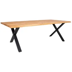 Ebuy24 Toulon Esstisch 240x95 cm mit gewelltem Rand natur, schwarz.
