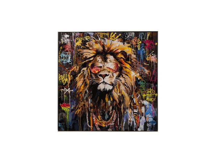 Handbemaltes Bild „Cool Lion King“ 100 x 100 cm Multicolor Crea Collection