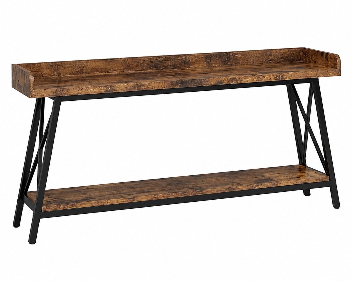 M-Goods Industriele Sidetable Console Tafel met Opbergrek, Breedte: 180 cm