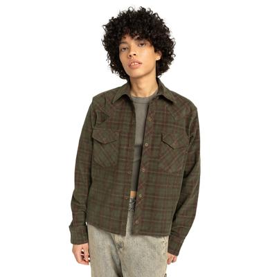 Langarmshirt ELEMENT "Westward Corduroy", Damen, Gr. S, grün (corduroy checks), Obermaterial: 50% Walkfrottier, 28% Microfaser, 20% Walkfrottier, 2% Elasthan., Hemden Langarmshirt