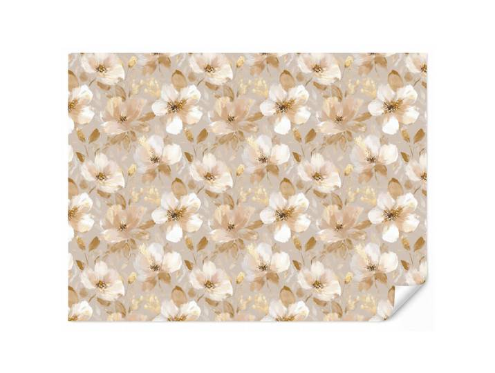 OnlyWow Tapete - Blumen - künstlerisch - Gold - 260x200 cm, Beige, Papier, Rechteckig, 260x200 cm, Tapeten & Wandverkleidungen, Vliestapeten