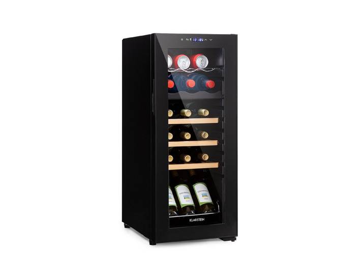 Klarstein Weinkühlschrank Bovella 18 Duo+ Weinkühlschrank 2 Zonen 18 Fl 50L 5-18°C Touch UV LED, für 18 Standardflaschen á 0,75l,Flaschenkühlschrank Weintemperierschrank Weinschrank Wein & Getränke