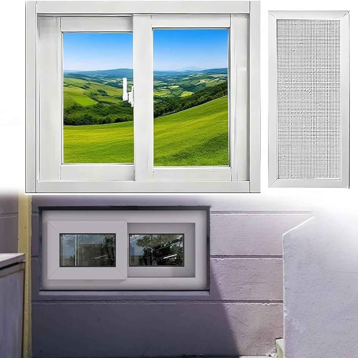Ersatzfenster für Kellerschuppen in Schwarz und Weiß aus Aluminium mit gehärtetem Glas, Vinyl-Schiebefenster für Badezimmer und Hühnerstall, 66 x 35,6 cm
