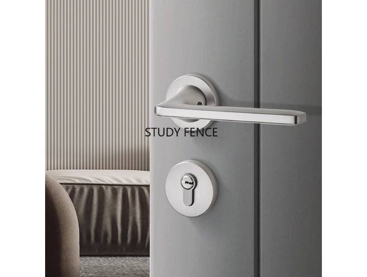 Serrure de porte de chambre à coucher en alliage de Zinc, serrure silencieuse pour porte intérieure en bois, serrure fendue en Nickel brossé, accessoires de quincaillerie domestique avec clés