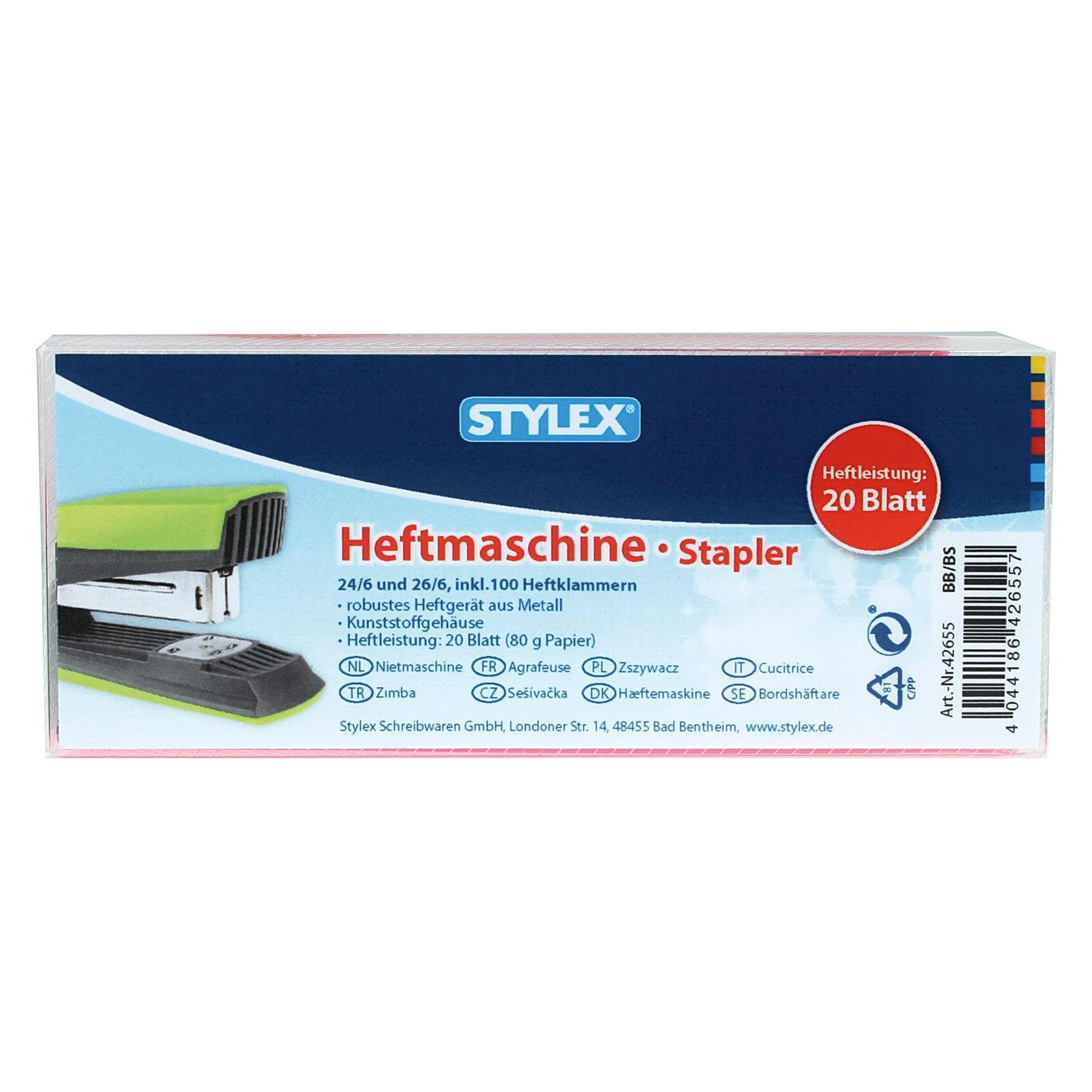 Stylex Heftgerät (20 Blätter) (42655) Mindestbestellmenge: 6 Stück