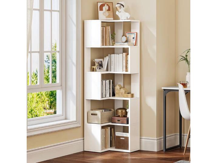 YITAHOME Bibliothèque avec 5 étagères - Autoportante - Chambre à Coucher - 54 x 40cm - Blanc
