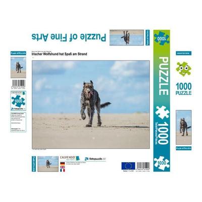 CALVENDO Puzzle Irischer Wolfshund hat Spaß am Strand 1000 Teile Lege-Größe 640 x 480 cm Foto-Puzzle Bild von Annett Mirsberger