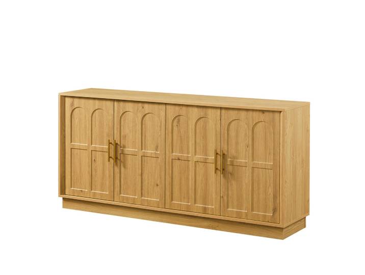 Evryae Sideboard mit verstellbaren Einlegeböden, Kippschutz, MDF 169 cm, Naturfarben, 2 Fächer, Rechteckig, 169x80x40 cm, Kleinmöbel, Kommoden, Sideboards
